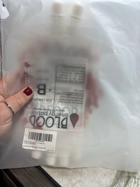Condition photo showing New/Like New for 10 Pack Blood Bag for Drinks Pouches Mug Empty Vampire Diary Halloween Food Safe Reusable Drink Containers Bags Cups for Christmas Juice Party Nursing Birthday