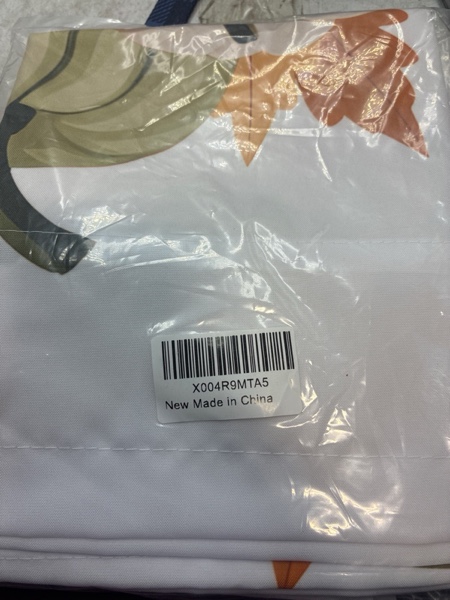 Condition photo showing New/Like New for Valance Curtains Rod Pocket 54*18 Inch, Fall Harvest Pumpkins Short Curtain for Kitchen Cafe Bedroom Living Room Window, Thermal Insulated Single Panel Decor Valances Windows, Autumn Maple Leaf