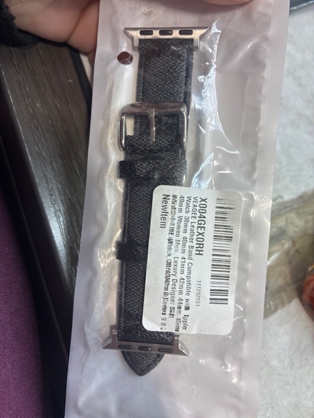 Condition photo showing New/Like New for Leather Band Compatible with Apple Watch 38mm 40mm 41mm 42mm 44mm 45mm 49mm Women Men, Luxury Designer Soft Wristband for iWatch Ultra/Ultra 2 Series 9 8 7 6 5 4 3 2 1 SE Black 38/40/41mm