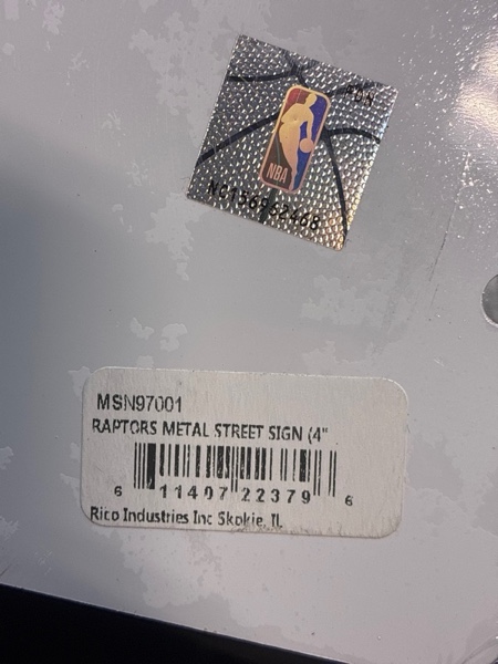 Condition photo showing New/Like New for Rico Industries NBA Basketball Metal Street Sign