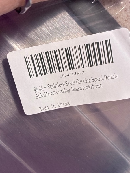 Condition photo showing New/Like New for Stainless Steel Cutting Board,Double Sided Meat Cutting Board for kitchen,Stainless Steel/Wheat straw pp Large Cutting Board for meat,Dishwasher Safe,Chopping Board,cutting boards for kitchen 14.5"L x 9.8"W