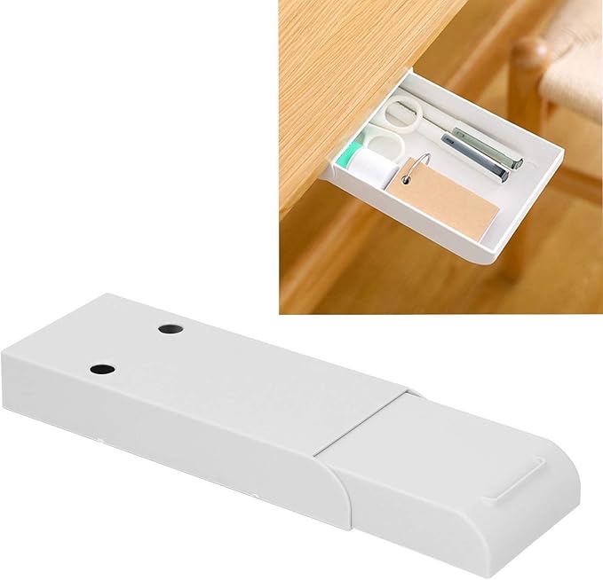 Concealed Office Storage Drawer Compact Organizer Box for Desk Stationery Supplies, Drawer with Handle for Home Office, Under Desk Storage Container