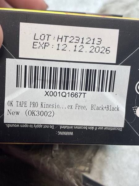 Condition photo showing New/Like New for OK TAPE PRO Kinesiology Tape, 2inch x Long Roll 16ft Free Cut Tape, Elastic Athletic Tape Therapeutic Latex Free, Black+Black 1 Rolls Black+black