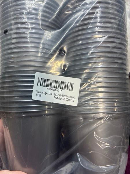 Condition photo showing New/Like New for 50pcs 12oz Disposable Stemless Glasses,PET Disposable Drinking Cups,Cold Party Clear Plastic Wine Glasses for Parties Birthday,Wedding,Meeting,Christmas Party Supplies. (Black)