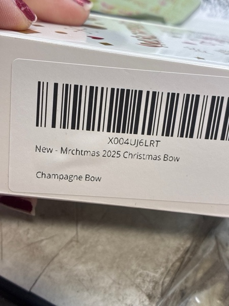 Condition photo showing New/Like New for 2025 Christmas Bow Ornaments, 3Pcs Champagne Bow Christmas Tree Ornament, Xmas Hanging Ornaments Decor Gift for Women Family Wreath, Garland, Gift Wrapping,Made with Rhinestones