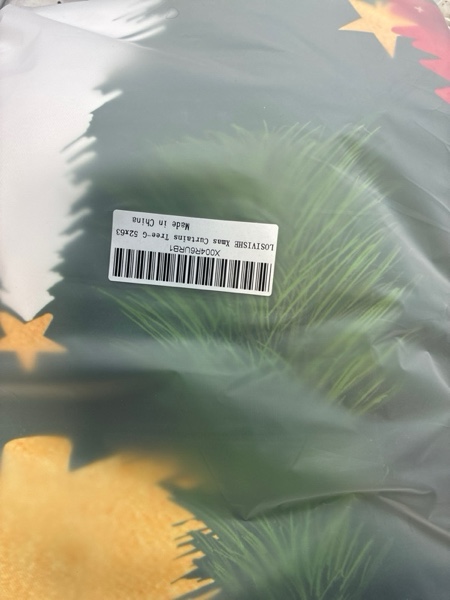 Condition photo showing New/Like New for Christmas Tree Curtains Light-Filtering, Thermal Insulated Festive Drapes for Living Room and Bedroom, Holiday Decorative Curtains, 2 Panels, 52 x 63 Inches, Green Background Green 52"W x 63"L (Pack of 2)