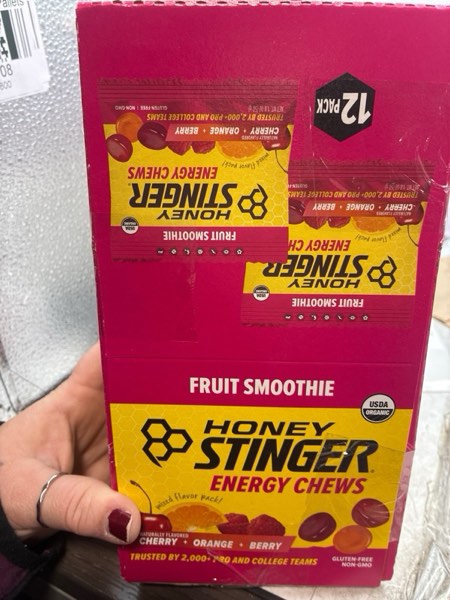 Condition photo showing New/Like New for Honey Stinger Organic Fruit Smoothie Energy Chew, Gluten Free & Caffeine Free, for Exercise, Running and Performance, Sports Nutrition for Home & Gym, Pre and Mid Workout, 12 Pack, 21.6 Ounce Fruit Smoothie 1.8 Ounce (Pack of 12) (Bb 07 Feb 2027)