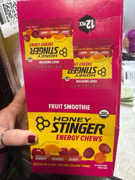 Condition photo showing New/Like New for Honey Stinger Organic Fruit Smoothie Energy Chew, Gluten Free & Caffeine Free, for Exercise, Running and Performance, Sports Nutrition for Home & Gym, Pre and Mid Workout, 12 Pack, 21.6 Ounce Fruit Smoothie 1.8 Ounce (Pack of 12) (Bb 07 Feb 2027)