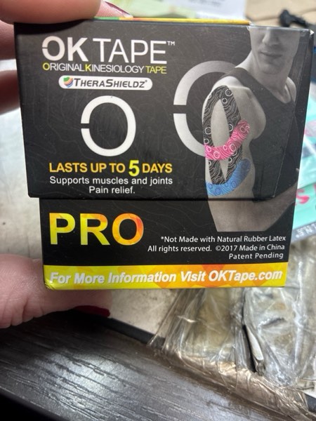 Condition photo showing New/Like New for OK TAPE PRO Kinesiology Tape, 2inch x Long Roll 16ft Free Cut Tape, Elastic Athletic Tape Therapeutic Latex Free, Black+Black 1 Rolls Black+black