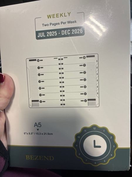 Condition photo showing New/Like New for BEZEND 2026 Planner Weekly and Monthly (6" x 8.5"), 2-Column Calendar Book (Jul 25-Dec 26), Dual Schedule for Daily Appointment, Easy Track Tabs, Spiral Bound, PU Leather Softcover, Fruit Green Medium 6" x 8.5" Softcover-Spiral Bound Fruit Green