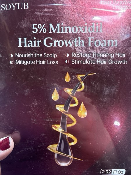 Condition photo showing New/Like New for 5% Minoxidil for Men and Women, Minoxidil Foam for Women Hair Growth, Topical Hair Loss Treatment, Promotes Hair Regrowth Fuller and Thicker, Unscented - 2 Pack Red