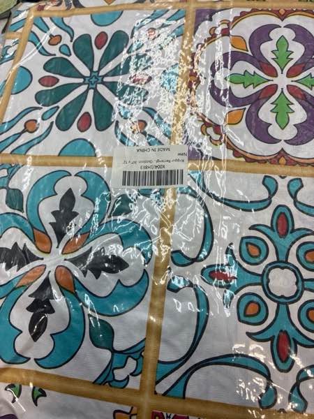 Condition photo showing New/Like New for Rectangle Picnic Table Cloth, Elastic Waterproof Fitted Vinyl Tablecloth for 6 FT Tables, Flannel Backed Buffalo Plaid Table Covers for Dining, Camping, Outdoor, 30" x 72" Multi Color 30" x 72" (Rectangular)