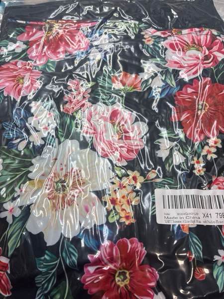 Condition photo showing New/Like New for Women's Casual Elastic High Waisted Maxi Summer Skirt Tie Front A Line Floral Trendy Flowy Long Skirts with Pockets Flower-79b Medium