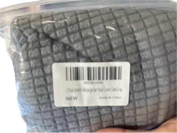 Condition photo showing New/Like New for HFCNMY Stool Covers — Rectangle, 2-Pack Stretch Bar Stool Covers — Jacquard Washable Counter Saddle Seat Cover with Elastic Band for Wooden Metal Bench (Dark Grey)