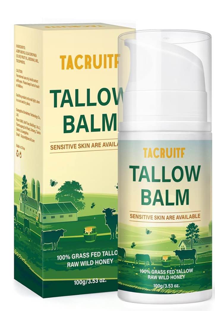 Beef Tallow Balm — 100% Grass Fed Beef Tallow, Whipped Moisturizer for Sensitive Skin, Handmade All-Natural Moisturizer for Soft And Smooth Skin (7 Oz, Unscented, 1 Piece)