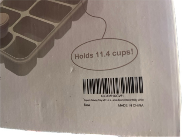 Condition photo showing New/Like New for Caperci Original Snackle Box Container — 10-Compartment Divided Snack Serving Tray with Lid & Handle, 2 Dressing Containers, Perfect for Picnic, Leak-Proof, Dishwasher Safe, BPA-Free (Milky White)