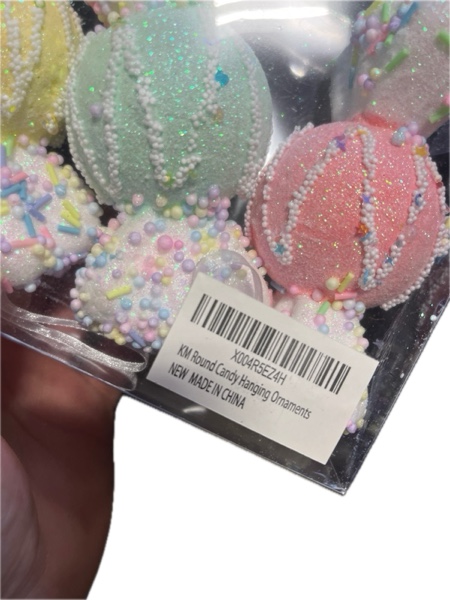 Condition photo showing New/Like New for 6 Pieces 5.5-inch Christmas Candy Land Ornaments Decoration — Hanging Candy Cane Crafts for Christmas Tree Décor — Ideal for Christmas, New Year, Birthdays, Weddings, & Home Parties (Round Candy)