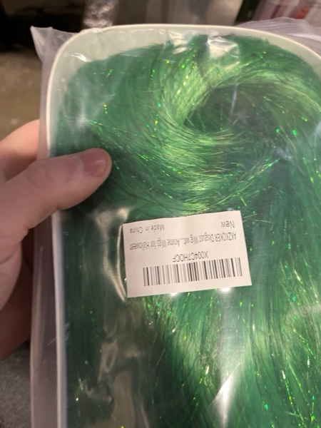 Condition photo showing New/Like New for Disgust Wig with Scarf Green Wavy Cosplay Anime Wigs for Halloween