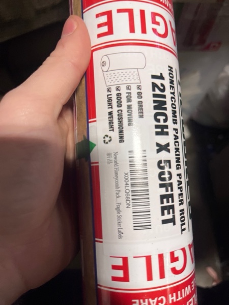 Condition photo showing New/Like New for Neworld Honeycomb Packing Paper,Eco Friendly Bubble Cushioning Wrap for Moving,Products & Gifts Wrapping Paper,Recyclable Cushioning Packing Material(12" x 50') With 20 Fragile Sticker Labels 12" x 50' ft
