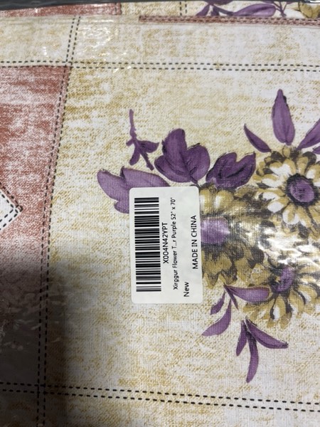 Condition photo showing New/Like New for Rectangle Flower Table Cloth, Waterproof Vinyl Tablecloth with Flannel Backing, Plastic Tablecloths for Dinner, Kitchen and Parties, Purple 60"x84" Purple Sunflower 60" x 84" (Rectangular)