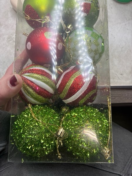 Condition photo showing New/Like New for 16Pcs Christmas Ball Ornaments Lime Green Red and White Christmas Tree Decorations Set 2.36" Shatterproof Plastic Ornaments for Tree, Hanging Xmas Décor for Office Holiday Home Indoor&Outdoor 2.36" 16