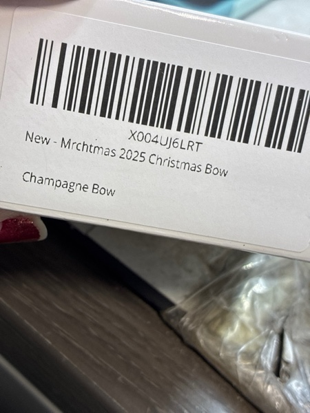 Condition photo showing New/Like New for 2025 Christmas Bow Ornaments, 3Pcs Champagne Bow Christmas Tree Ornament, Xmas Hanging Ornaments Decor Gift for Women Family Wreath, Garland, Gift Wrapping,Made with Rhinestones