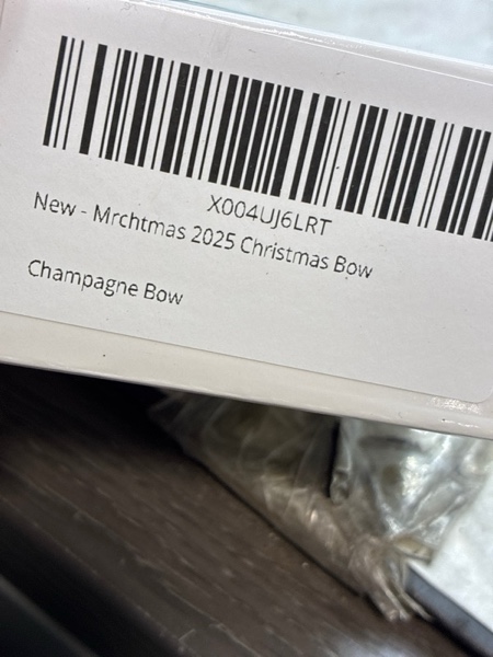 Condition photo showing New/Like New for 2025 Christmas Bow Ornaments, 3Pcs Champagne Bow Christmas Tree Ornament, Xmas Hanging Ornaments Decor Gift for Women Family Wreath, Garland, Gift Wrapping,Made with Rhinestones
