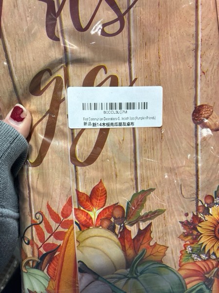 Condition photo showing New/Like New for Friendsgiving Party Decorations-3pcs Friendsgiving Tablecloth Fall Maple Leaves Pumpkin Friends Giving Table Cover for Autumn Fall Thanksgiving Party Supplies