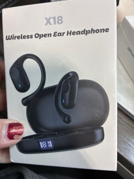 Condition photo showing New/Like New for Open Ear Headphones, Bluetooth Headphones 5.3 Sports with Smart Digital Display, 36H Playtime, IP54 Waterproof, Wireless Earbuds Lightweight Design Fit Cycling, Running, Workout (Black)