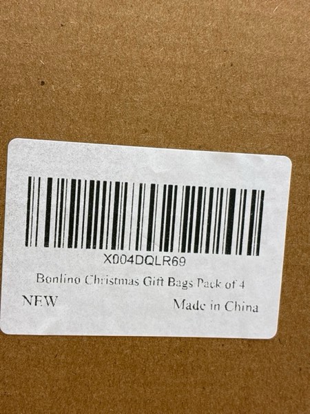 Condition photo showing New/Like New for Bonlino Christmas Small Gift Bags - 3D Doll Bag with Drawstring (6 * 8 in) Reusable Fabric Gift for Xmas Santa Gifts Burlap Bag Shappy Cloth Christmas Bags PACK of 4 Linen 1 Count (Pack of 4)