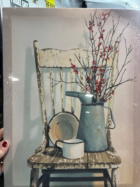 Condition photo showing New/Like New for Farmhouse Decor Canvas Wall Art Rustic Wall Decor Flower Theme Painting Vintage Picture Artwork Wood Framed Wall Art Easy to Hang Size 12 X 16 Farmhouse Flower Theme 12"L x 16"W