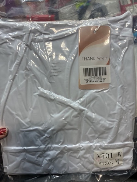 Condition photo showing New/Like New for Women's Square Neck Long Sleeve Bodysuit Sexy Thong Double-Lined Tops White Medium