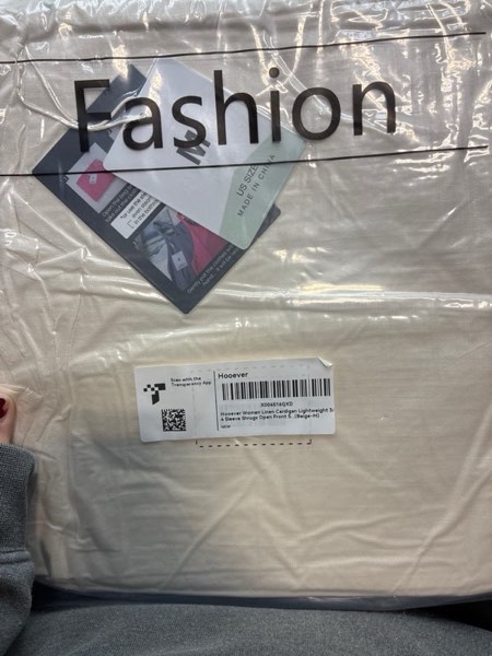 Condition photo showing New/Like New for Hooever Women Linen Cardigan Lightweight 3/4 Sleeve Shrugs Open Front Shawl Wrap Cover Up Tops Beige Medium