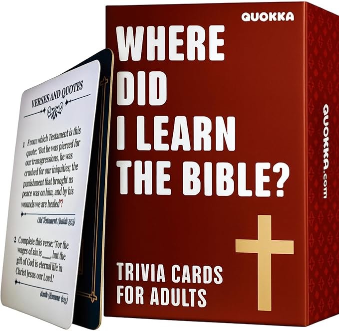 QUOKKA Bible Trivia Game for Adults – 500 Bible Questions for Christians – Fun Christian Trivia Card