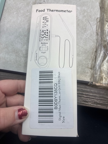 Condition photo showing New/Like New for Wire Digital Meat Thermometer, Instant Read, Long Wire Range, Alarm, Backlit, High-Temp-Resist Food Thermometer, Kitchen Gadgets, Grilling BBQ Accessories for Smoker, Cooking, Oven, Rotisserie, Black
