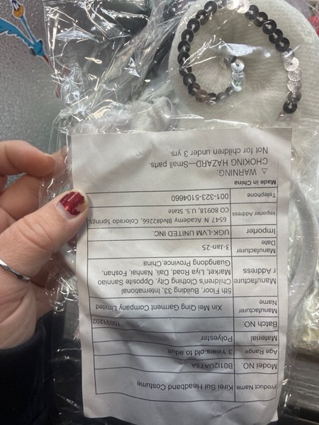 Condition photo showing New/Like New for Kirei Sui Kids White Silver Sheep Headband Bowtie Tail 3pcs Costume