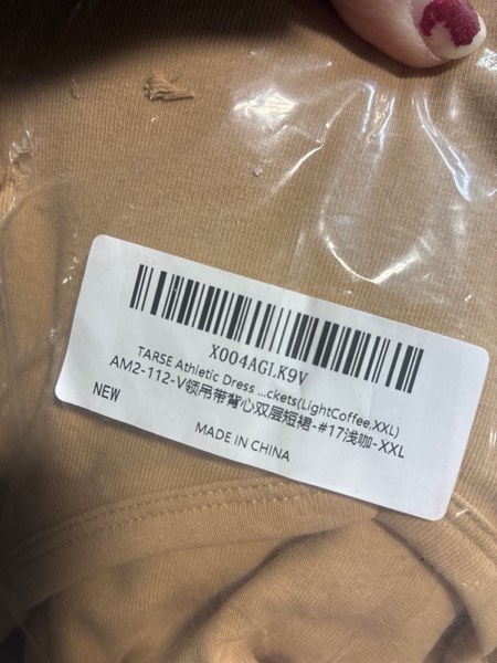Condition photo showing New/Like New for TARSE Athletic Dress for Women Casual Sleeveless Spaghetti Strap Sundress Workout Short Tennis Dress with Pockets XX-Large Light Coffee