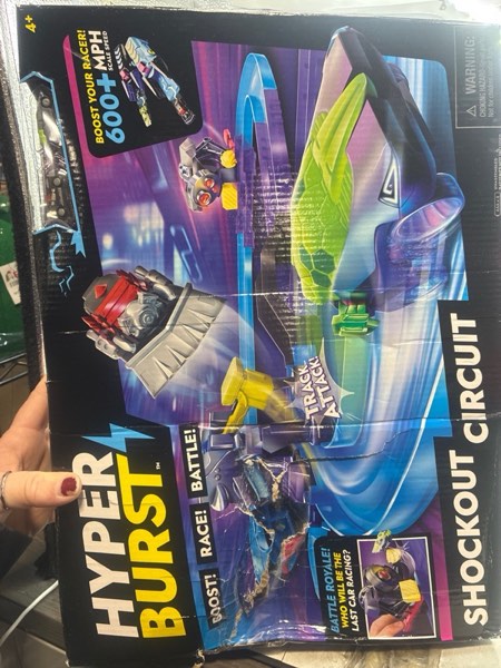 Condition photo showing New/Like New for Hyper Burst Shockout Circuit Playset | Race and Battle! | Customizable Race Track & Micro Scale Cars | Over 600+ MPH Scale Speed!