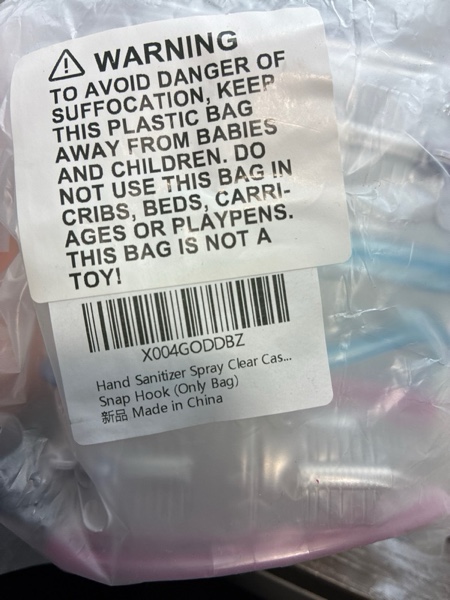 Condition photo showing New/Like New for Hand Sanitizer Spray Clear Case for touchland 1FL OZ/30ml, 3 Pack Blind Box Keychain, Figures Display Bag, Zippered Pouch, Mini Makeup Bag, with Keychain Snap Hook (Pink & Blue & Clear)