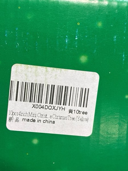 Condition photo showing New/Like New for 10pcs 4inch Mini Christmas Tree Bottle Brush Trees Chrismas Village Trees Ornaments Mini Plastic Christmas Trees with Wooden Base for Christmas Decoration Miniature Chrismas Tree (Yellow)