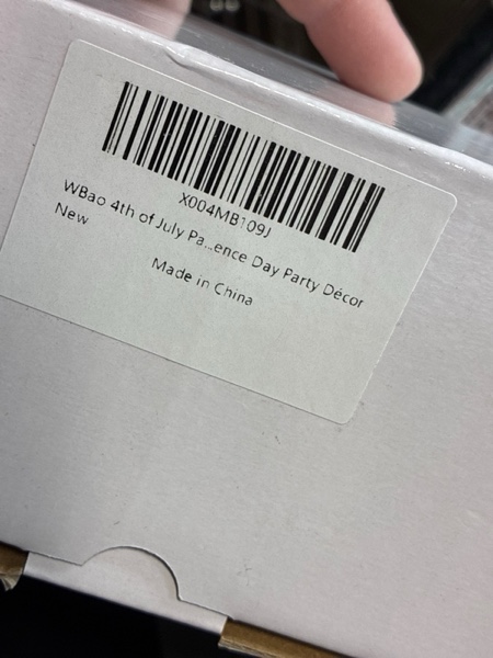 Condition photo showing New/Like New for WBao 4th of July Decorations 16.4ft Patriotic String Lights with 20 USA Flags & 50 LED Red White Blue Stars, Waterproof Battery Operated Lights with 8 Modes, Timer for 4th of July & Memorial Day Decor Battery Powered Triangle Flag