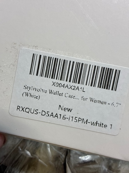 Condition photo showing New/Like New for Stylivolve Wallet Case for iPhone 15 Pro Max with Mirror, Crossbody Strap & Wrist Lanyard, Kickstand Magnetic Clasps Card Holder with RFID Protection, Shockproof Cover for Women - 6.7" (White)