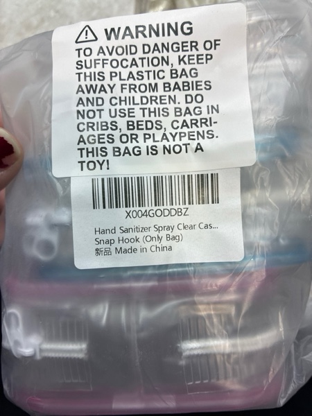 Condition photo showing New/Like New for Hand Sanitizer Spray Clear Case for touchland 1FL OZ/30ml, 3 Pack Blind Box Keychain, Figures Display Bag, Zippered Pouch, Mini Makeup Bag, with Keychain Snap Hook (Pink & Blue & Clear)