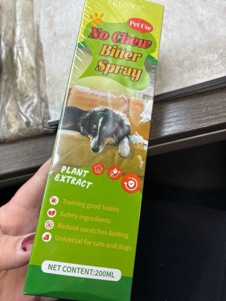 Condition photo showing New/Like New for No Chew Spray for Dogs, Bitter Apple Spray for Dogs to Stop Chewing, Indoor or Outdoor Deterrent Training Corrector for Furniture Protection, Anti Marking, Anti-Scratch 200ML