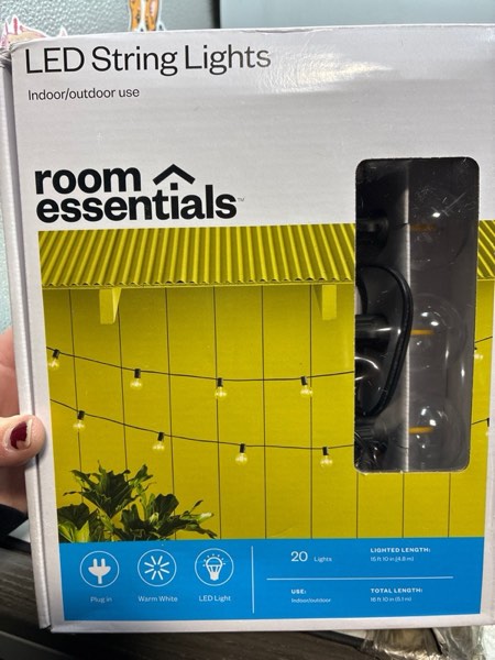 Condition photo showing New/Like New for 20ct LED Indoor Outdoor Globe String Lights Clear Bulbs with Black Wire - Room Essentials™