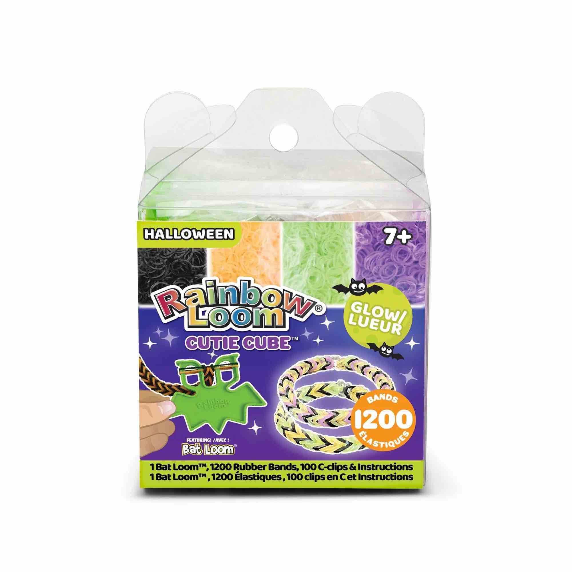 This Cutie Cube Includes: 1200 Latex-free Rubber Bands; 100 C-clips & instructions; 1 Bat Loom™