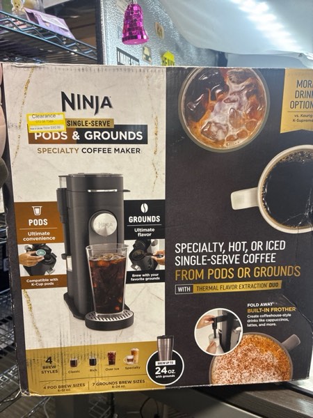 Condition photo showing New/Like New for Ninja Single-Serve Pods & Grounds Coffee Maker with Integrated Milk Frother Black : Iced Coffee System