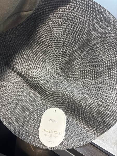 Condition photo showing New/Like New for Polyround Charger Placemat Dark Gray - Threshold™: Round Table Decor, Traditional Style, Spot Clean, 15" Diameter