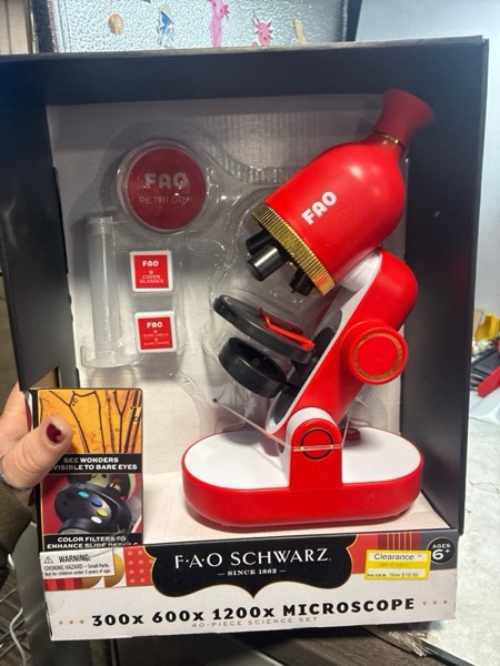 Condition photo showing New/Like New for FAO Schwarz Kids' Microscope Set 40pc: Educational Science Toy Microscope, 1st Grade, Battery Operated, Plastic