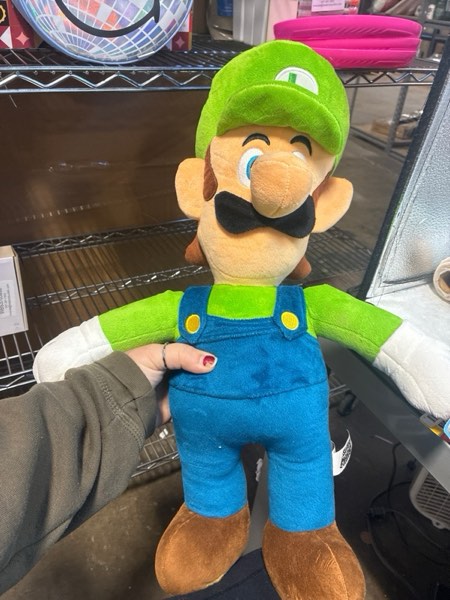 Condition photo showing New/Like New for Nintendo Super Mario 20” Jumbo Stuffed Plush Buddy Luigi 